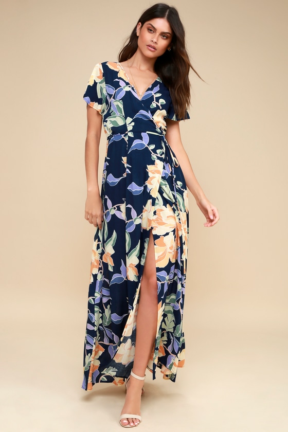 Tropical Print Dress - Wrap Dress ...